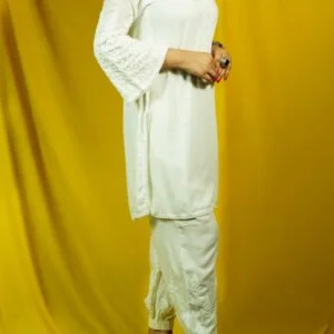 Hand embroidered Lucknowi Chikankari Afghani Set 2pc
